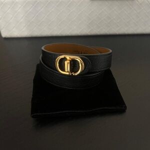 Christian Dior 30 Montaigne double wrap leather bracelet (black/tan)